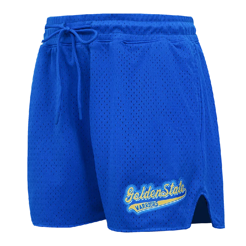 NBA GOLDEN STATE WARRIORS SCRIPT TAIL WOMEN'S MESH SHORT (ROYAL BLUE)