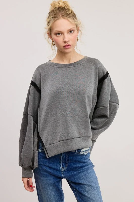 Judy Crewneck Top w/ Seam in Scuba