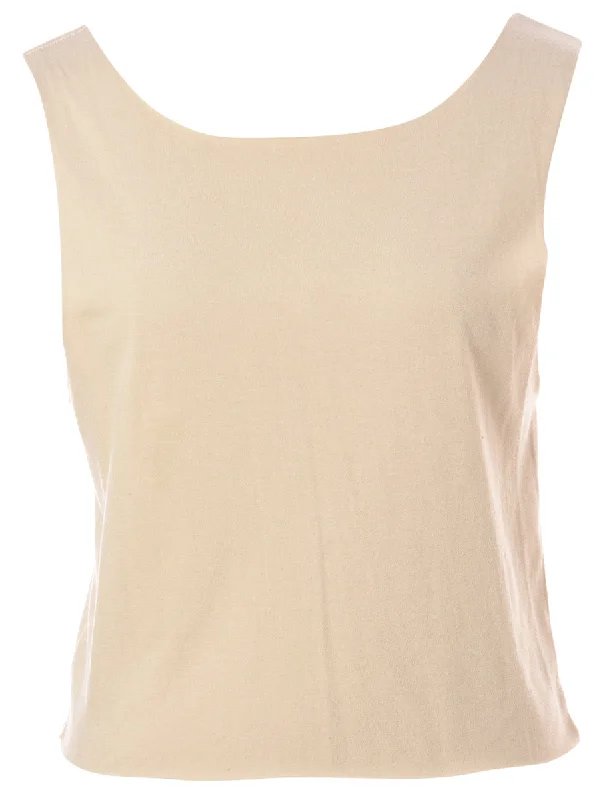 Reworked Ivory Tie Back T-shirt - XS