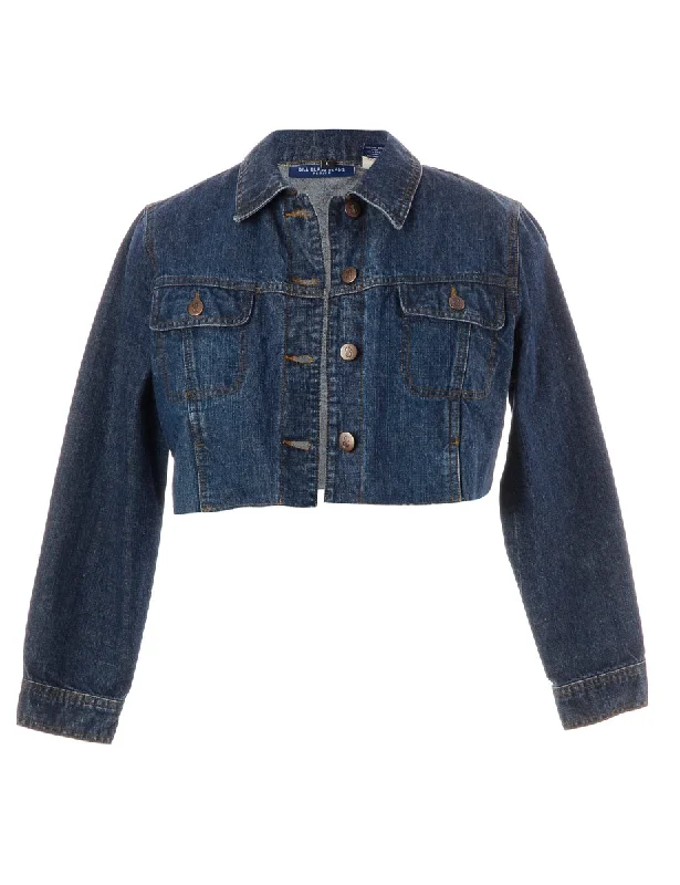 Reworked Kylie Raw Edge Cropped Denim Jacket - L