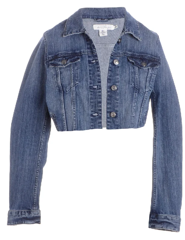 Reworked Kylie Raw Edge Cropped Denim Jacket - S