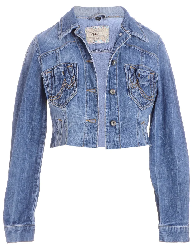 Reworked Kylie Raw Edge Cropped Denim Jacket - XS