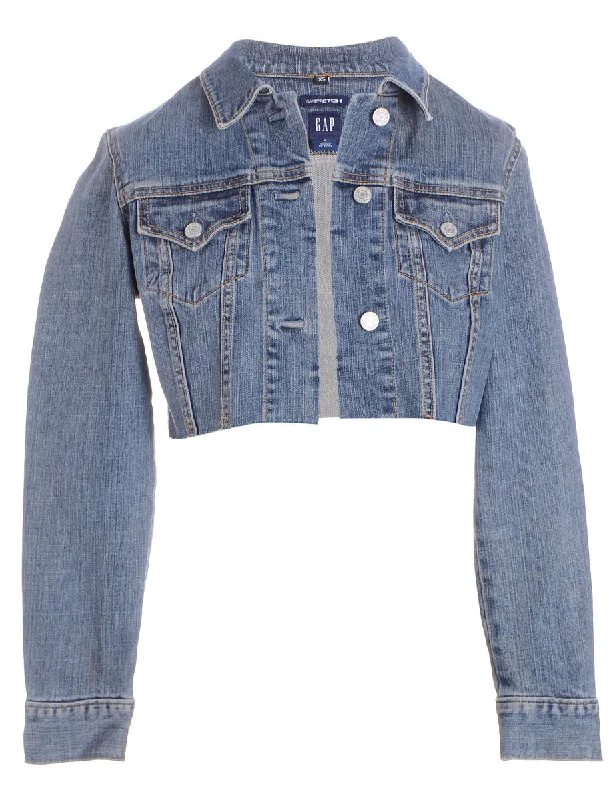 Reworked Kylie Raw Edge Cropped Denim Jacket - XS