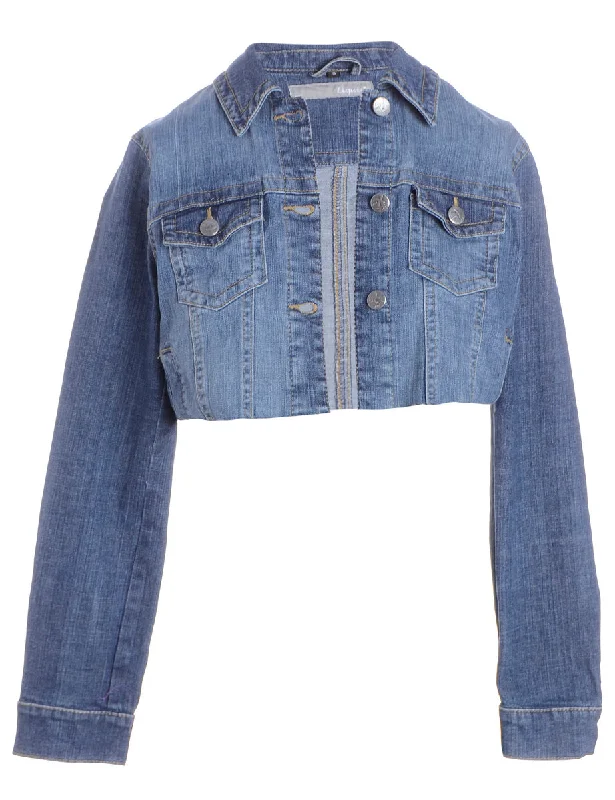 Reworked Kylie Raw Edge Cropped Denim Jacket - S