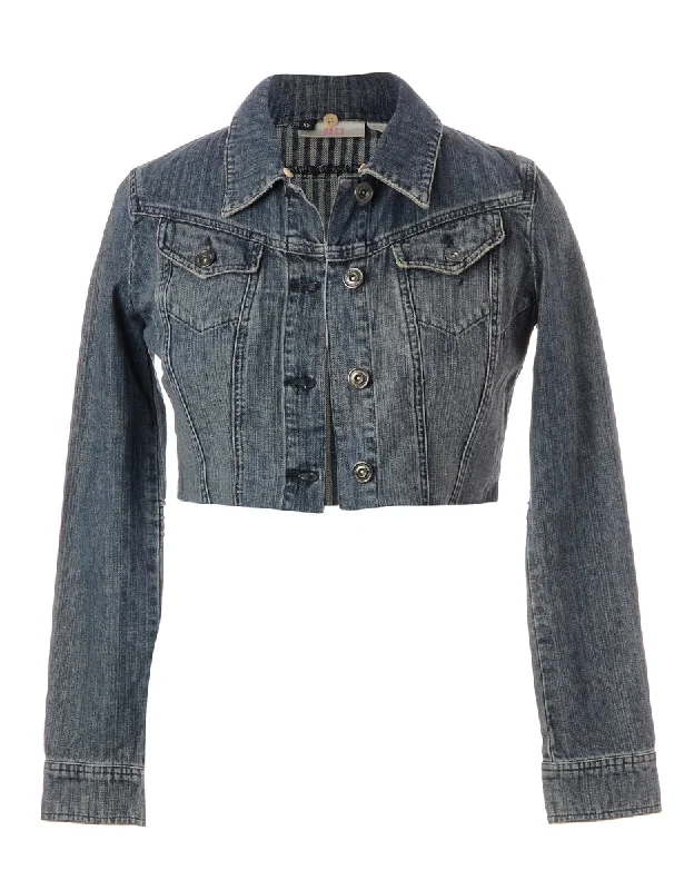 Reworked Kylie Raw Edge Cropped Denim Jacket - XS