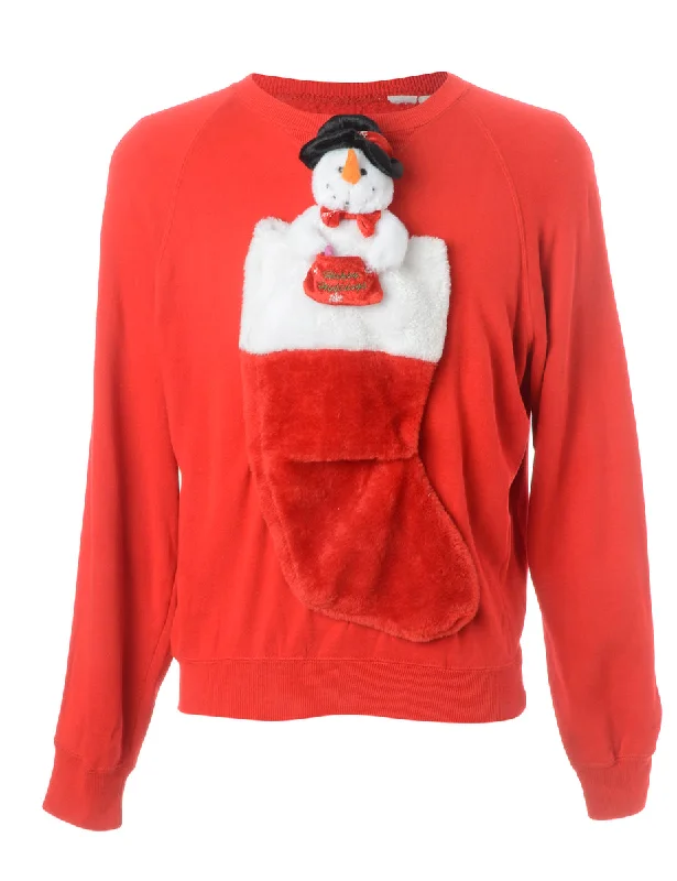 Reworked Novelty Christmas Sweatshirt - L