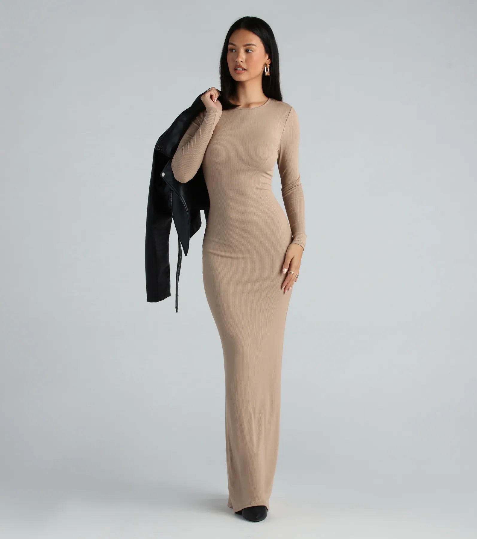 Looking For The One Basic Long Sleeve Maxi Dress