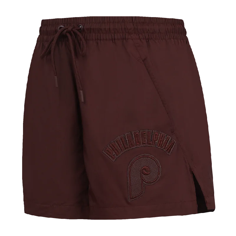 MLB PHILADELPHIA PHILLIES TRIPLE TONAL WOMEN'S WOVEN SHORT (WINE)