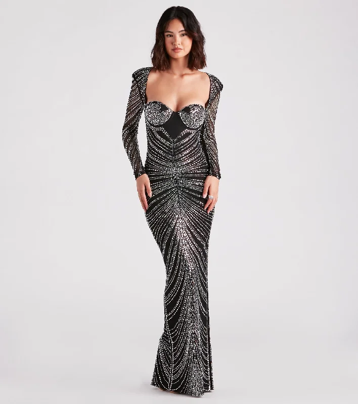 Raelynn Formal Rhinestone Bustier Long Dress