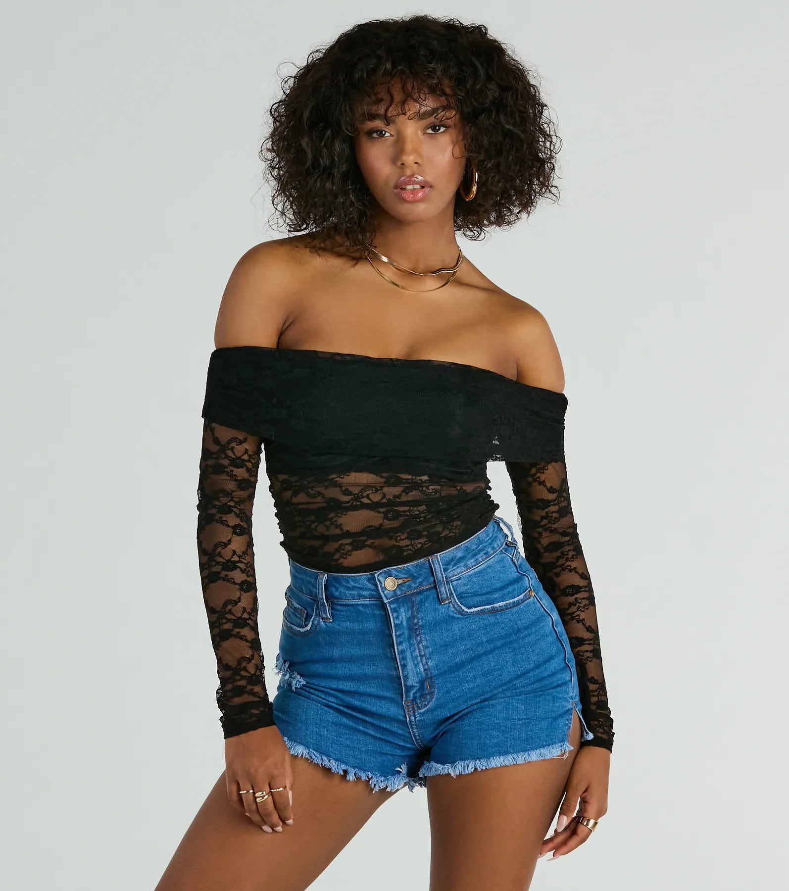 Sultry Aura Off-The-Shoulder Lace Crop Top